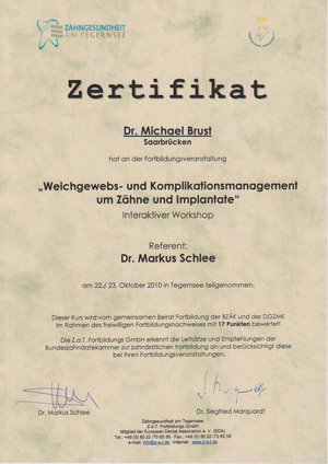 Fortbildungszertifikat Periimplantitis