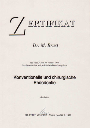 Fortbildungszertifikat Endodontie